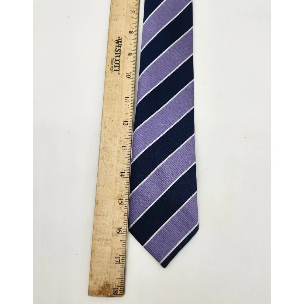 Boys Clip On Neck Tie‎ Blue Striped 17